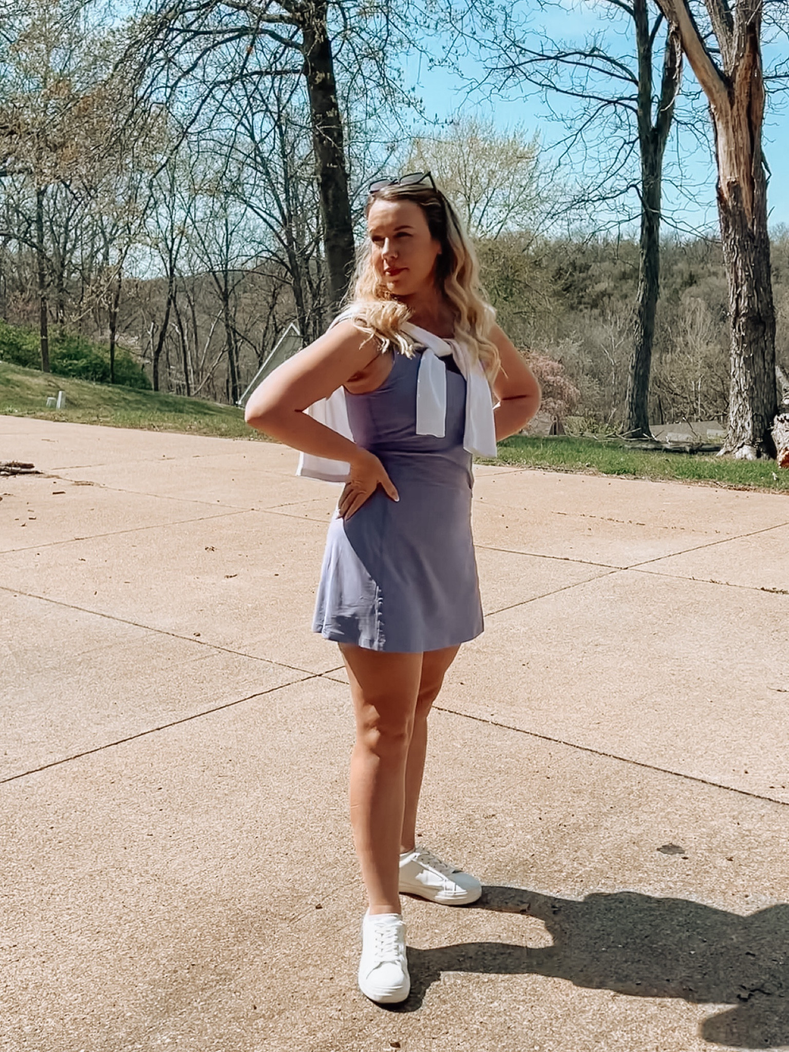 Golf Girl OOTD. Love this little active dress from Old Navy. Paired it with a light active pullover and white tennies. Wearing a size medium in the dress  

#LTKActive #LTKFindsUnder50