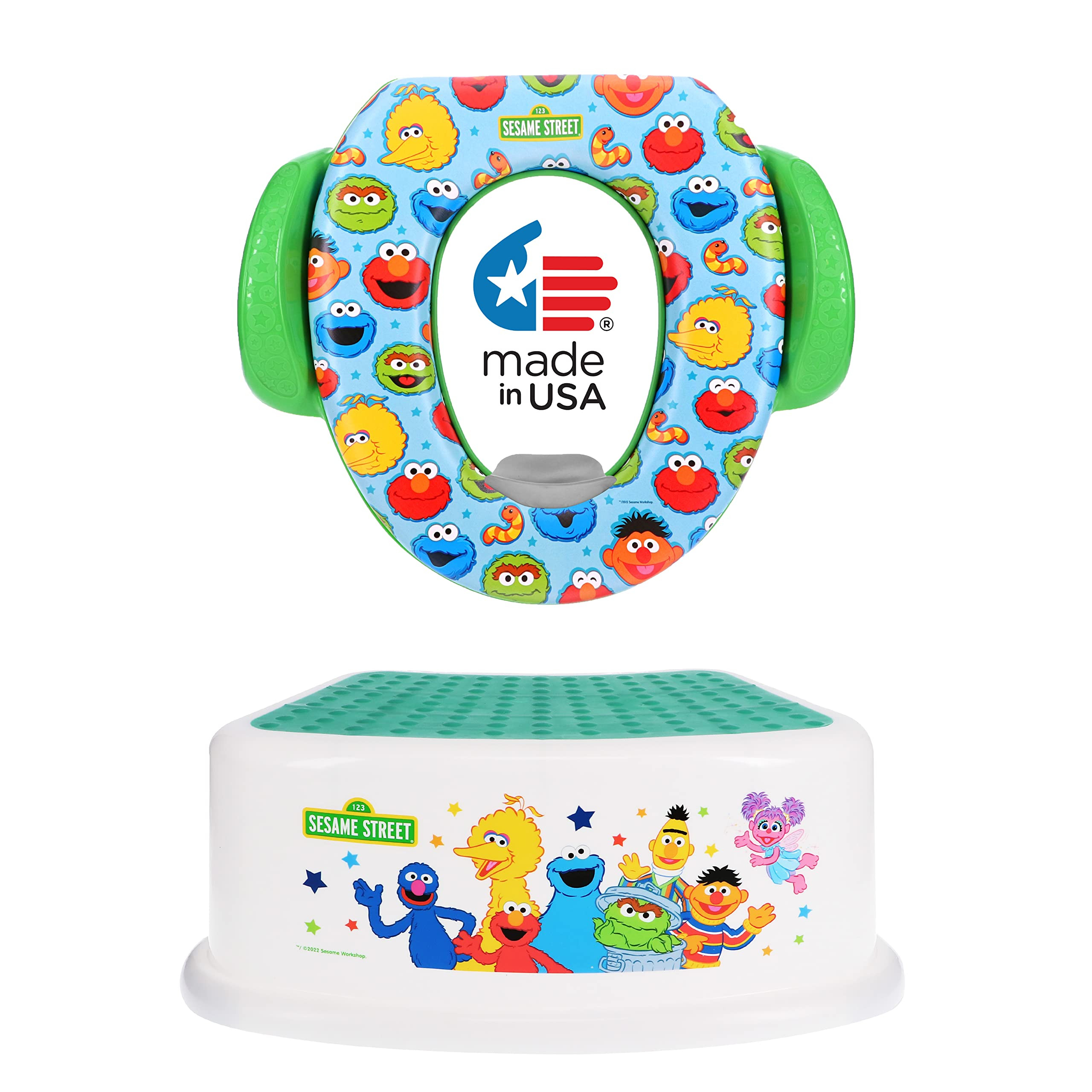 Sesame Street "Sesame Squad" 2 Piece Essential Potty Training Set - Soft Potty Seat, Step Stool | Amazon (US)