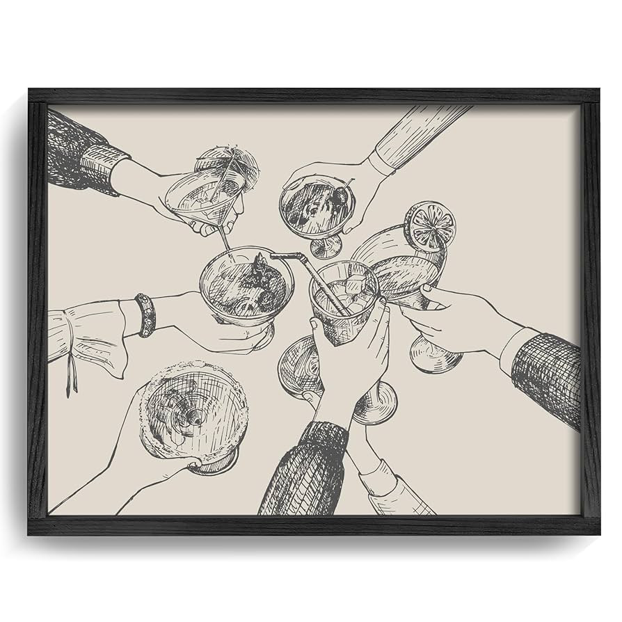 Heiple Framed Cheers Bar Cart Wall Decor for Cheers Sign Wall Art for Rustic Vintage Farmhouse Ho... | Amazon (US)