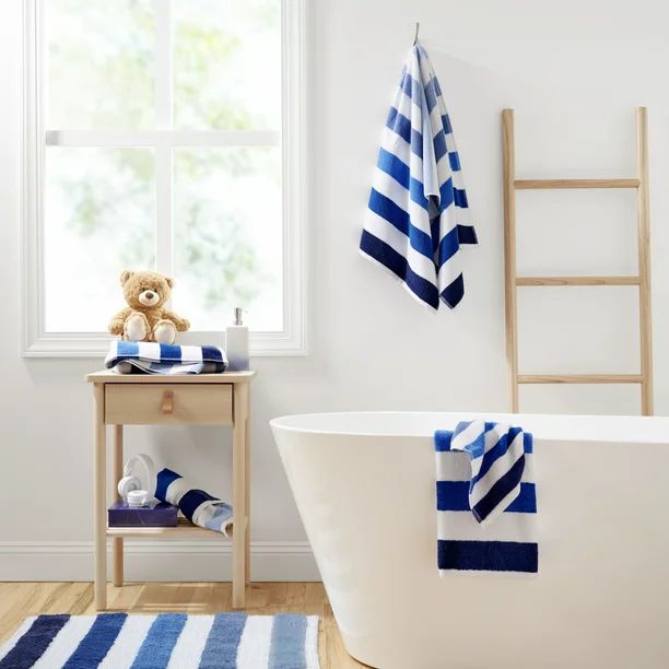 Gap Home Kids Ombre Stripe Organic Cotton 6 Piece Towel Set, Blue - Walmart.com | Walmart (US)