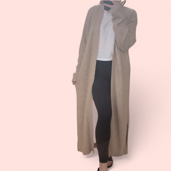 H&M Tan Cardigan Sweater Long Knit | Poshmark
