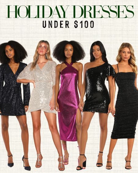 Holiday looks under $100. 

New Years dress. NYE dress. Sparkly dress. Sparkly outfit. Wedding guest dress. Black dress. Holiday dress. Holiday sparkles  

#LTKHoliday #LTKunder100 #LTKSeasonal