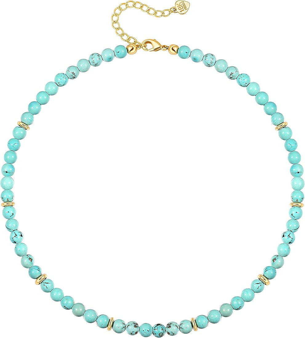 Tiger Eye Beaded Necklace Green Malachite Beads Choker Necklace Gold Star Zircon Pendant Necklace... | Amazon (US)