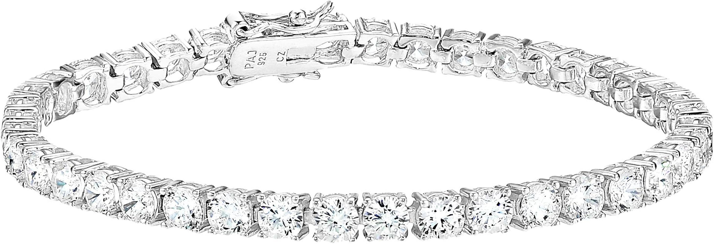 Amazon Essentials Plated Sterling Silver Round Cut Cubic Zirconia Tennis Bracelet | Amazon (US)