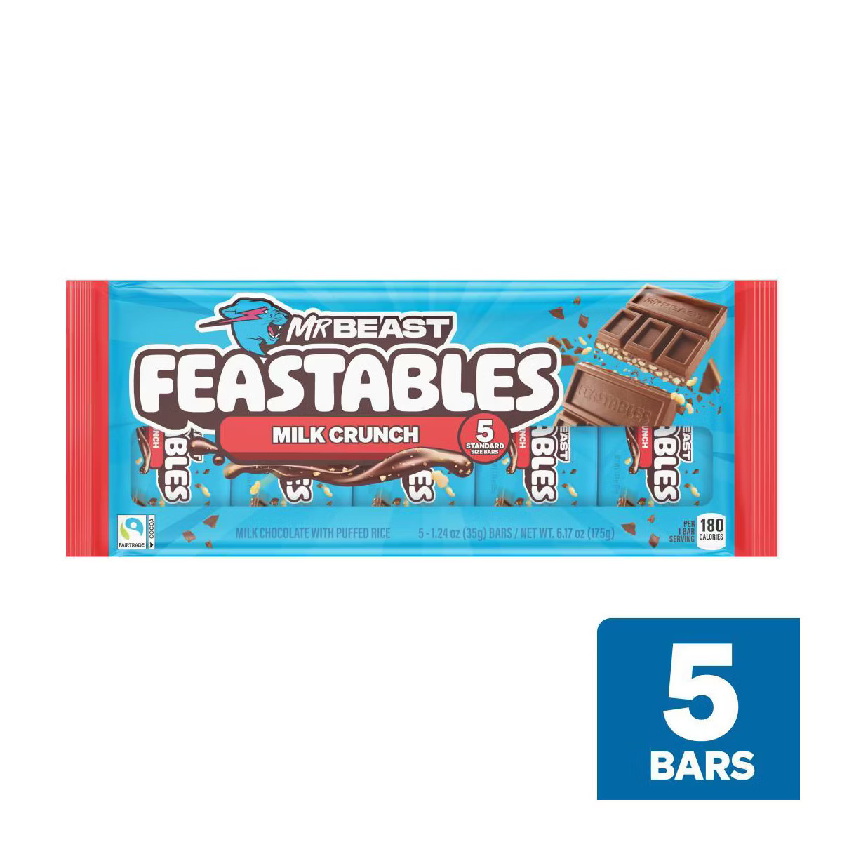 Feastables Milk Chocolate Crunch - 6.17oz/5ct | Target