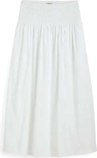 Madewell Smocked Waist Cotton Poplin Midi Skirt | Nordstrom | Nordstrom