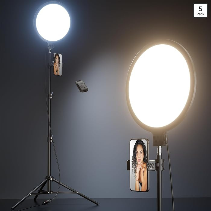10.5" Ring Light with 69" Tripod Stand and Phone Holder Kit, Full-Screen Zoom Lighting for Video ... | Amazon (US)