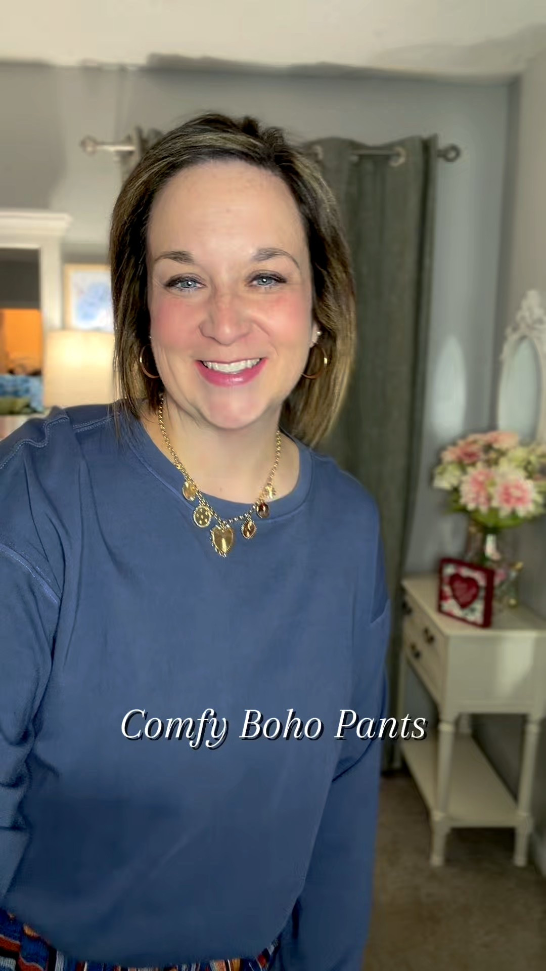 I love these boho pants! They are wide leg and super comfortable! Pants are linked! 

#LTKOver40 #LTKootd #LTKMidsize