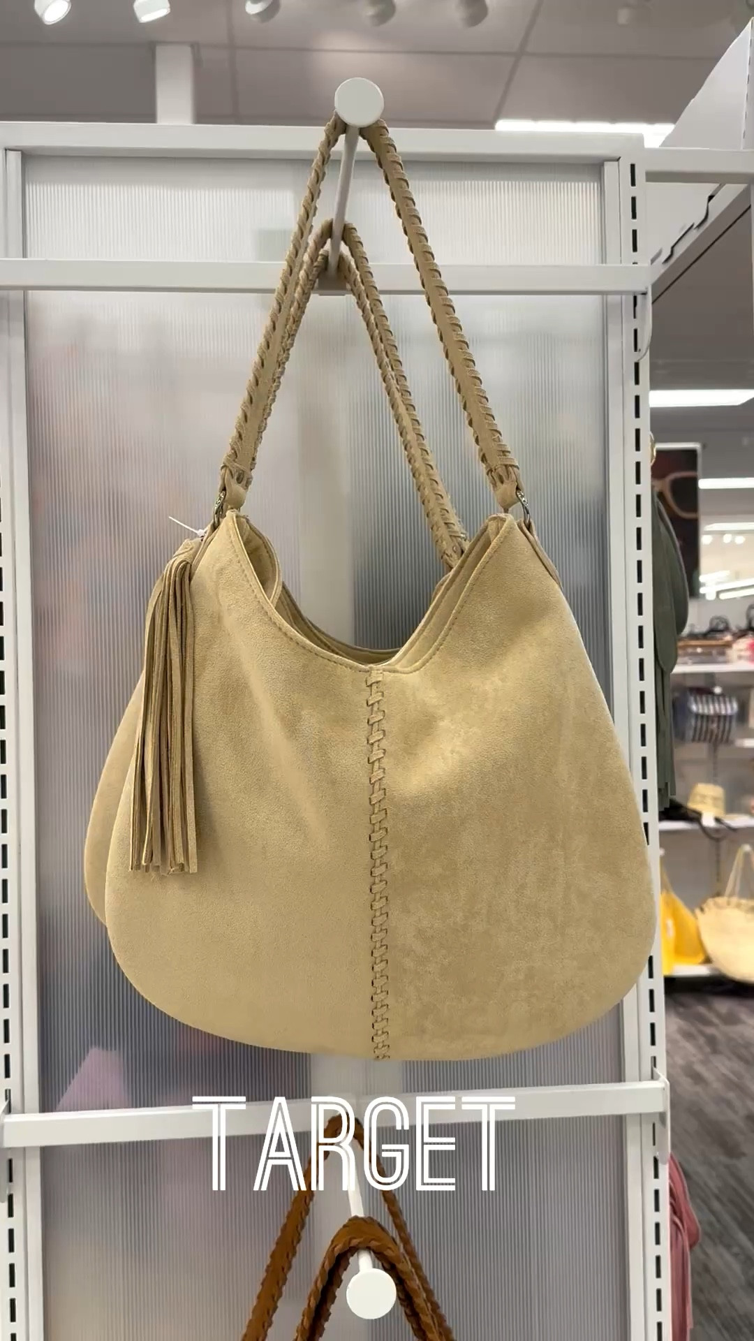 New bags at Target. These are super soft! These have a braided strap with a fringe tassel. 🤎