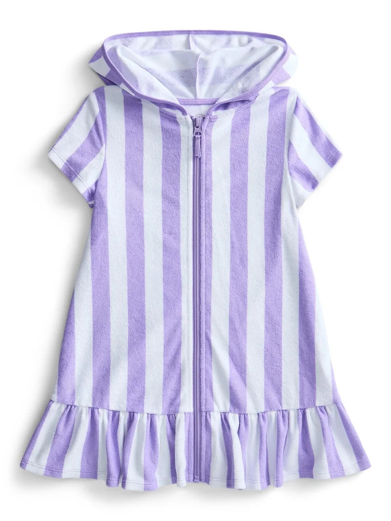 Wonder Nation Girls Terry Towel Swimsuit Coverup Dress with UPF 50+, Sizes 4-18 & Plus | Walmart (US)