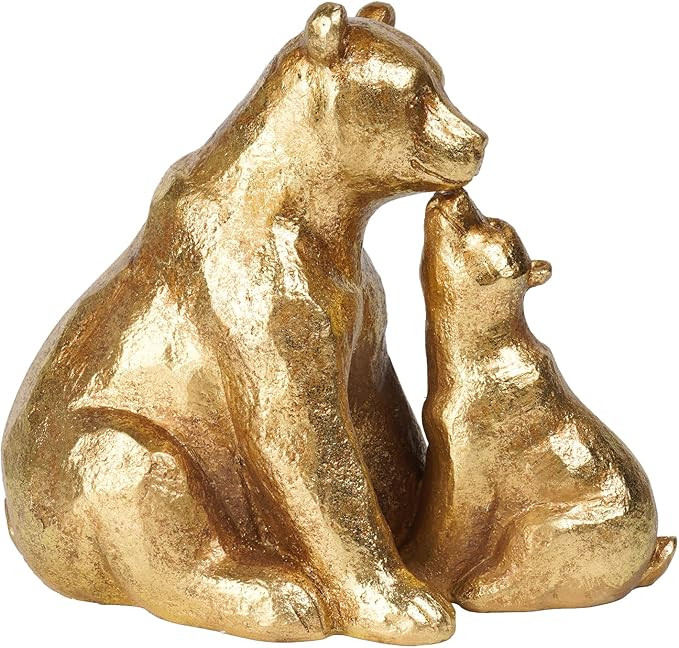 Guichifun Kissing Bear Statues Collectible Figurines - Resin Gold Mother and Baby Bear Statues fo... | Amazon (US)
