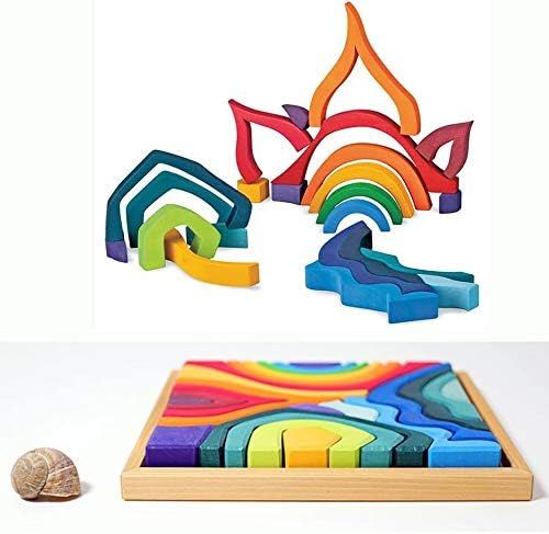 moderngenic 'Four Elements' Rainbow X-Large Rainbow Blocks, Wooden Toys for Kids, Geometric Build... | Amazon (US)