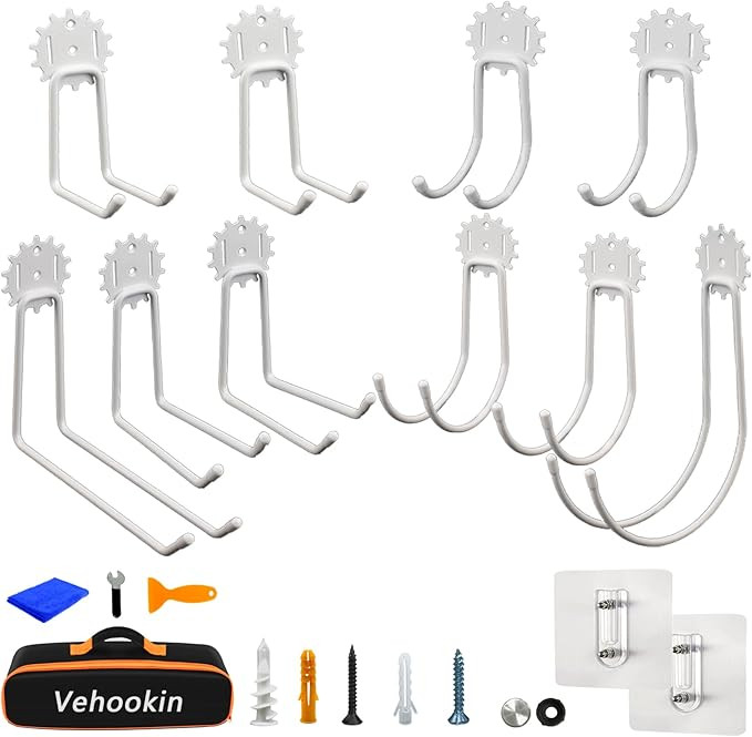 Vehookin Garage Hooks 10 Pack, Heavy Duty Steel Tool Wall Storage Hooks with Anti-Slip Coating, W... | Amazon (US)