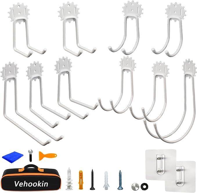 Vehookin Garage Hooks 10 Pack, Heavy Duty Steel Tool Wall Storage Hooks with Anti-Slip Coating, W... | Amazon (US)