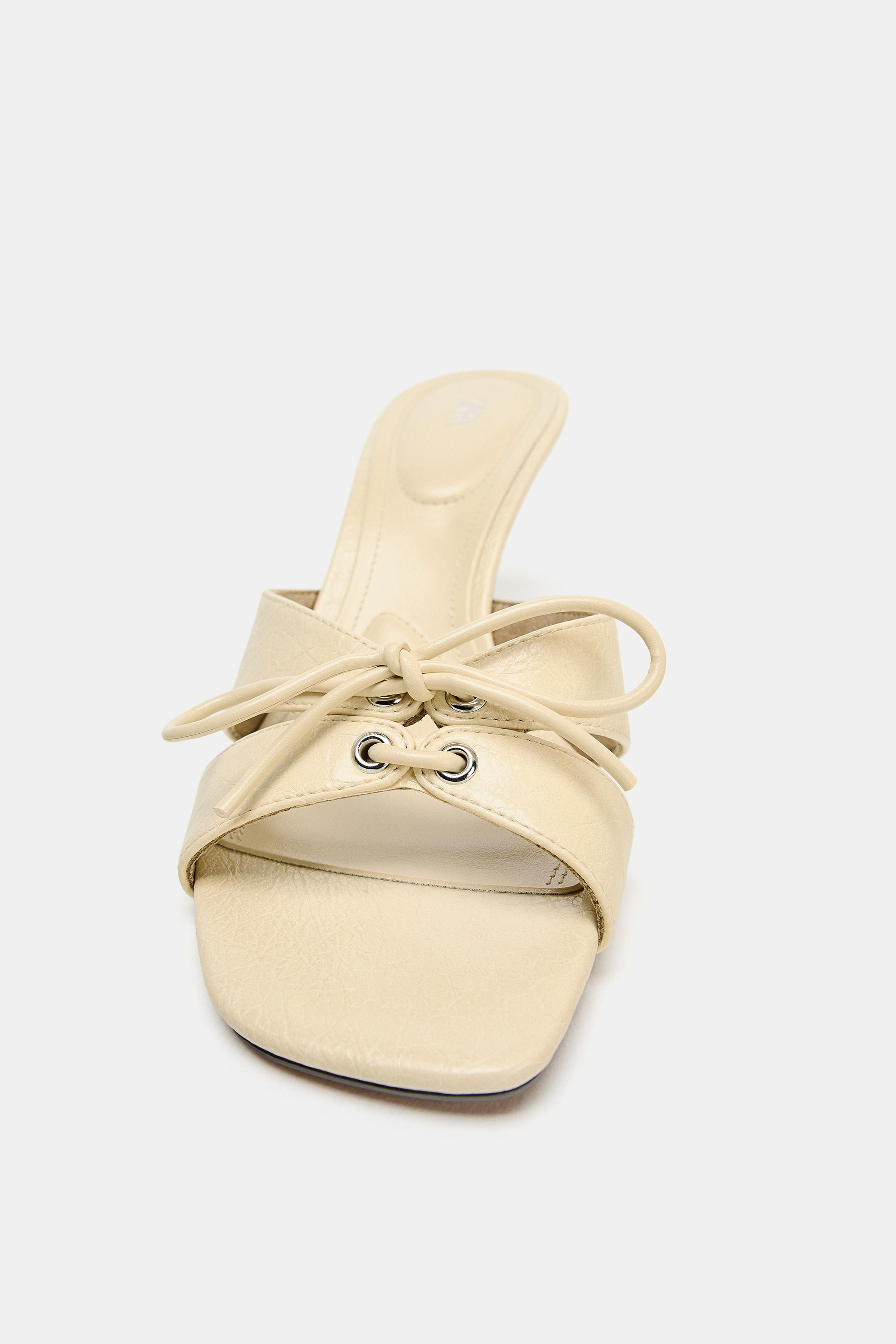 LACE-DETAIL HEELED SANDALS | Zara US
