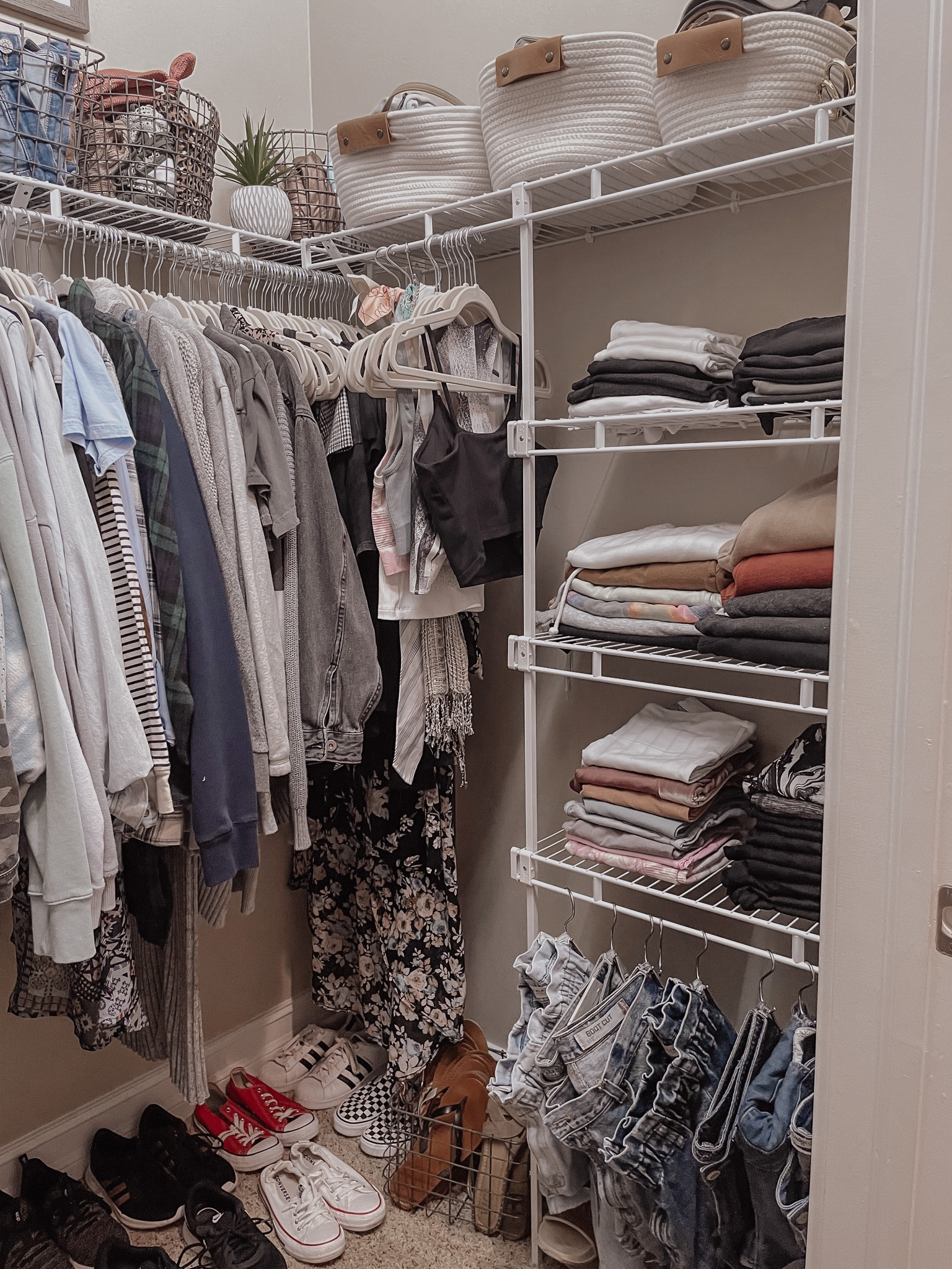 Closet organization, storage bins, baskets, Jean hooks. 

#LTKhome