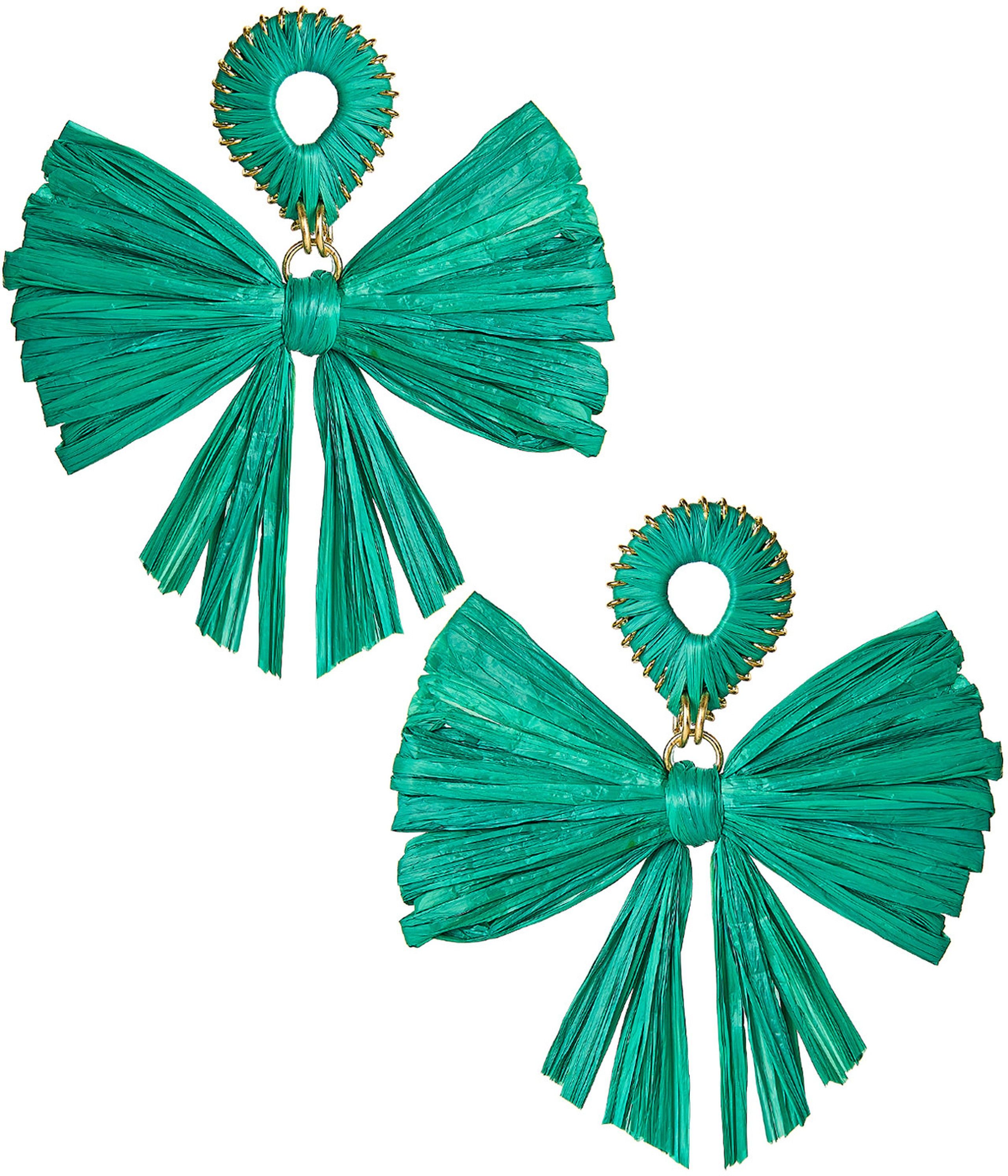 Bow  Earrings- Straw (Green Earrings)- Statement Earrings | Lisi Lerch Inc