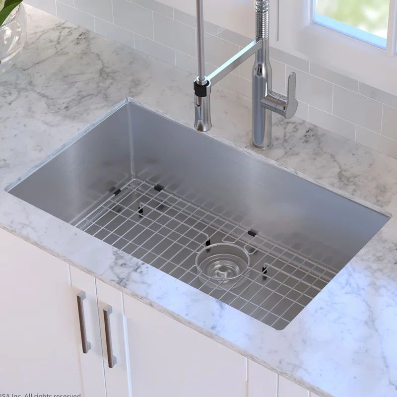 KHU100-30 Standart PRO™ 30" L x 18" W Undermount Kitchen Sink with Basket Strainer | Wayfair North America