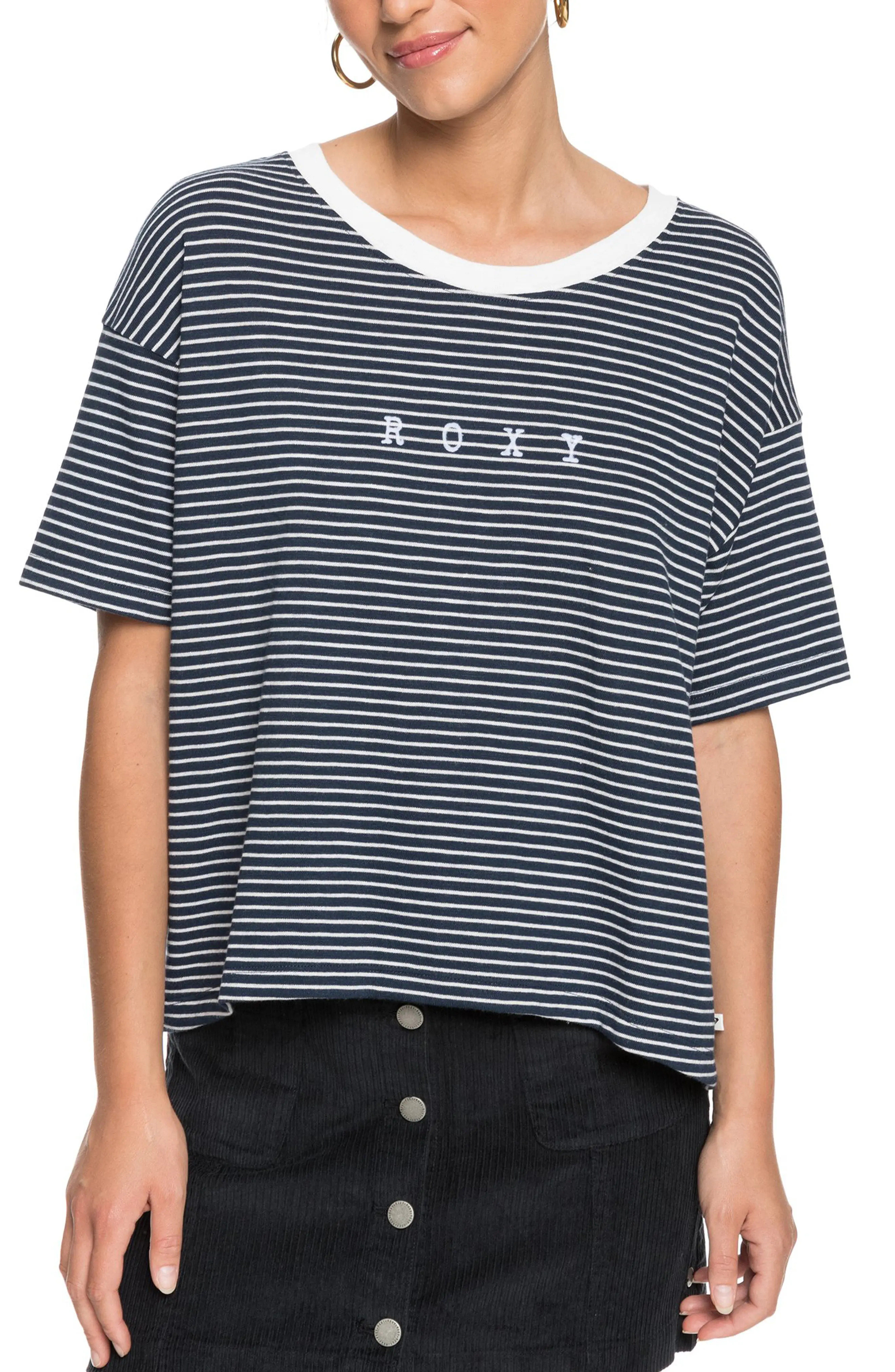 Women's Roxy Infinity Is Beautiful Stripe T-Shirt, Size Small - Blue | Nordstrom