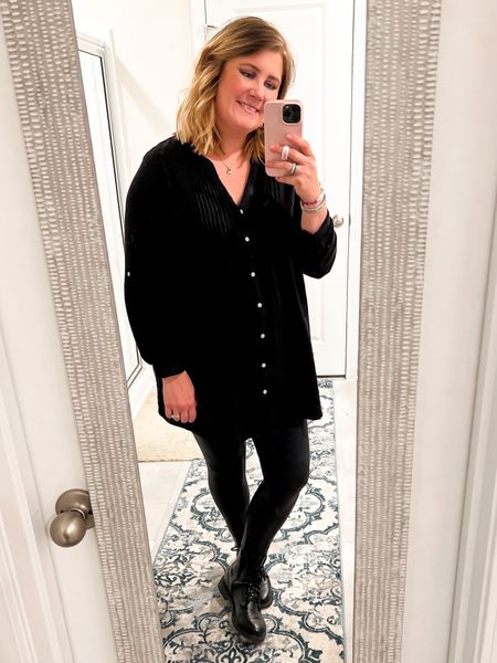 It’s the season for all black and I’m here for it! Both my top and faux leather leggings are maternity…no shame at 5.5 months postpartum. I linked similar non-maternity options. 

#LTKcurves #LTKfit #LTKbeauty