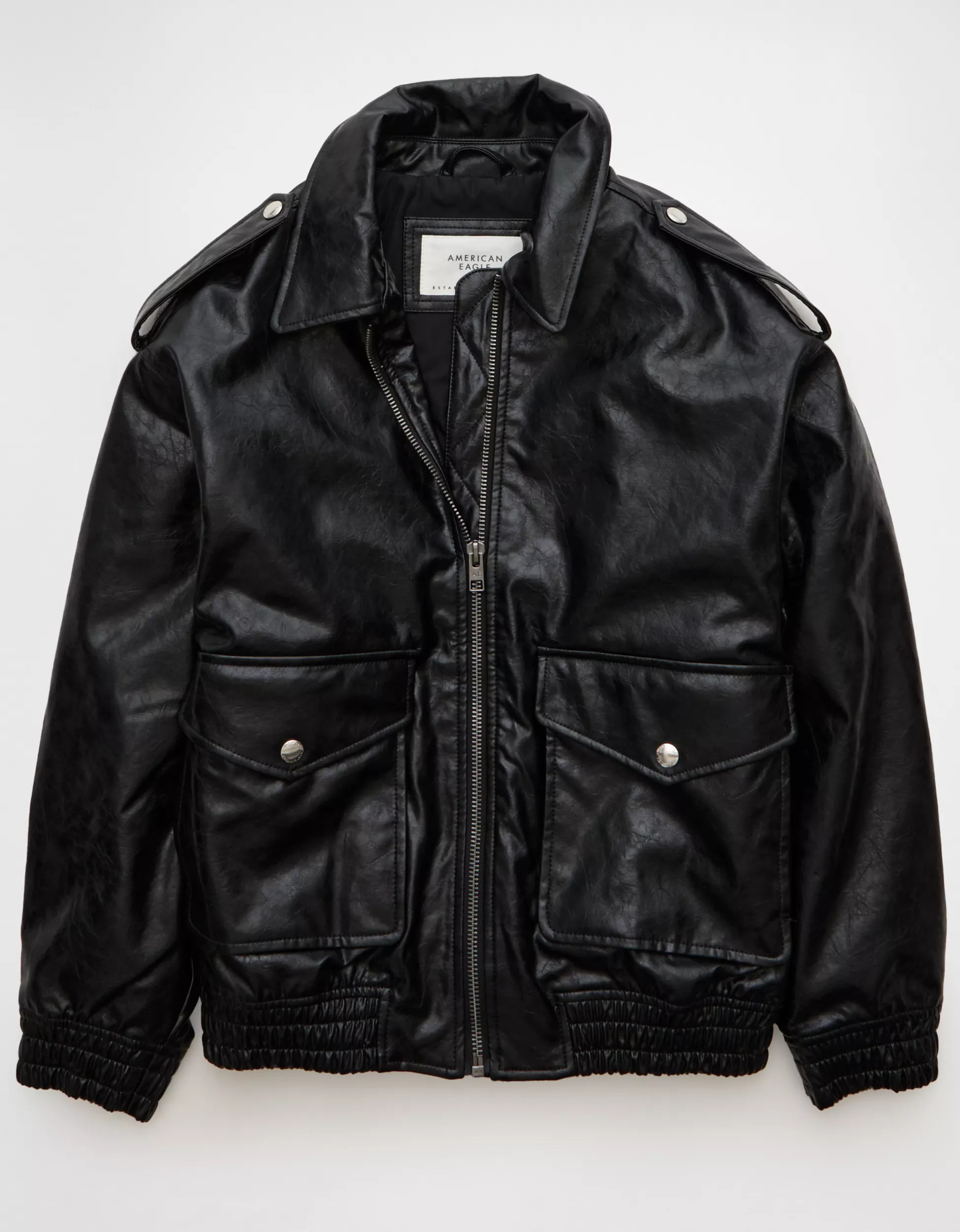 AE Oversized Vegan Leather Bomber Jacket | American Eagle Outfitters (US & CA)