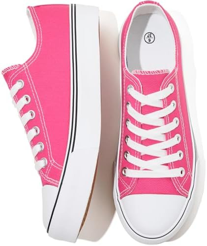 FRACORA Womens White Black Canvas Sneakers Low Top Canvas Shoes for Women Tennis Shoes       
   ... | Amazon (US)