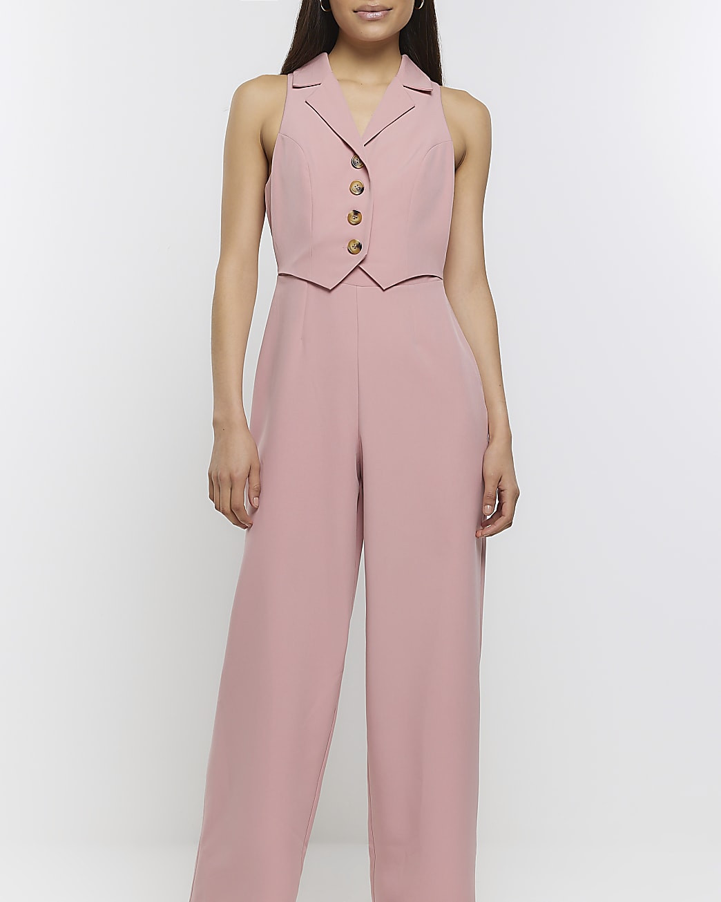 Pink waistcoat jumpsuit | River Island (UK & IE)