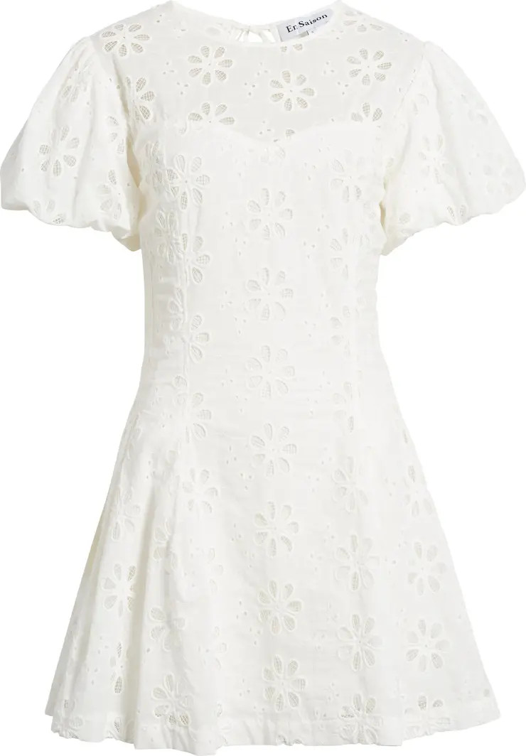 En Saison Adina Puff Sleeve Broderie Anglaise Minidress | Nordstrom | Nordstrom