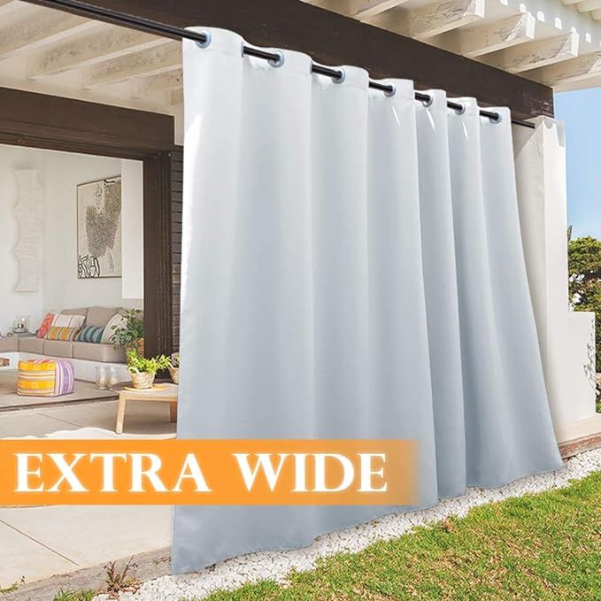 RYB HOME 108 inches Long Outdoor Curtains Plus Long Porch Curtains Outdoor Waterproof Drape for G... | Amazon (US)