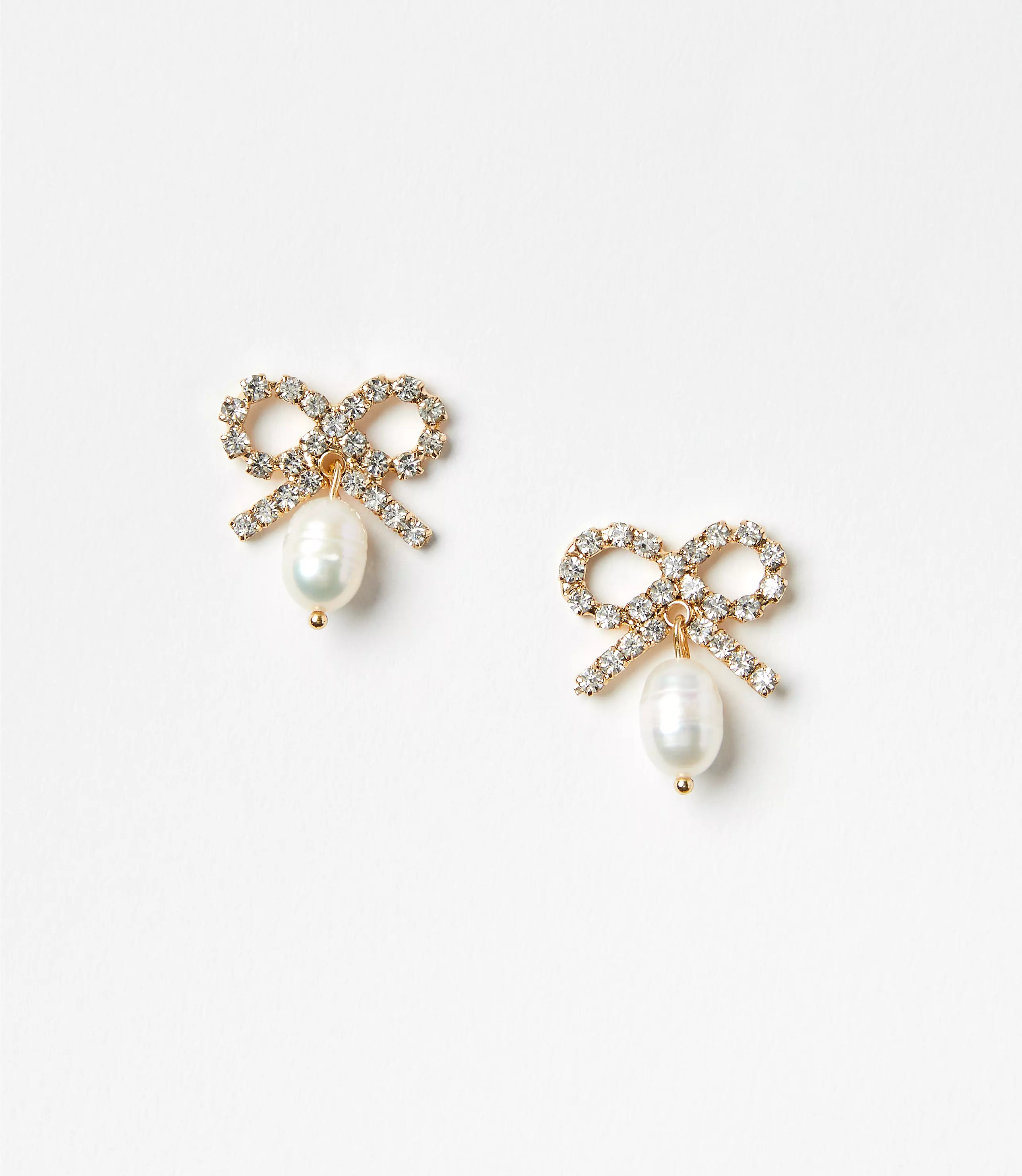 Pearlized Bow Drop Earrings | LOFT
