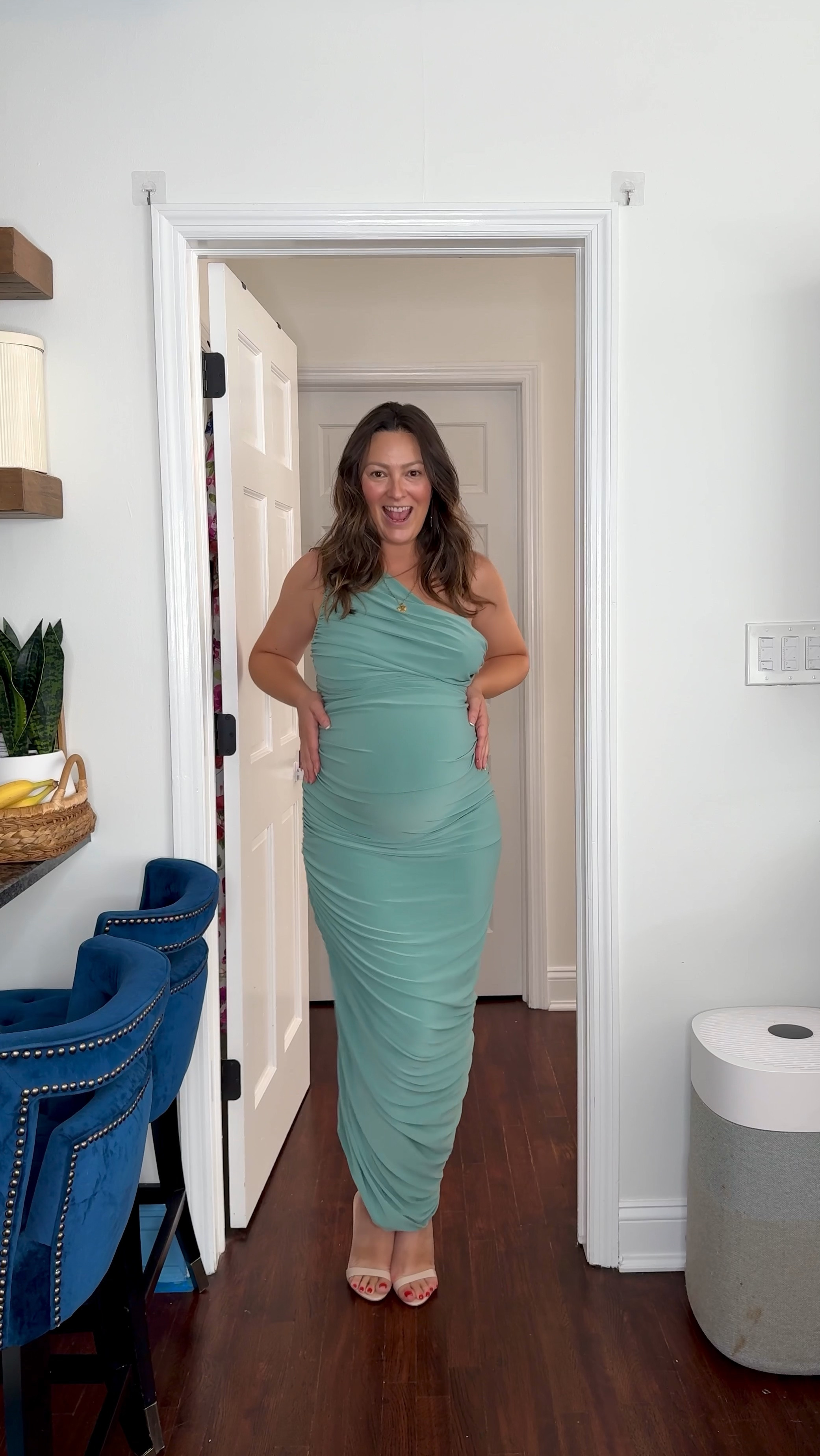This stunning bump friendly dress is so flattering! Pregnancy maternity wedding guest dress, pregnancy maternity baby shower dress, pregnancy maternity event summer dress  

#LTKVideo #LTKBump #LTKStyleTip
