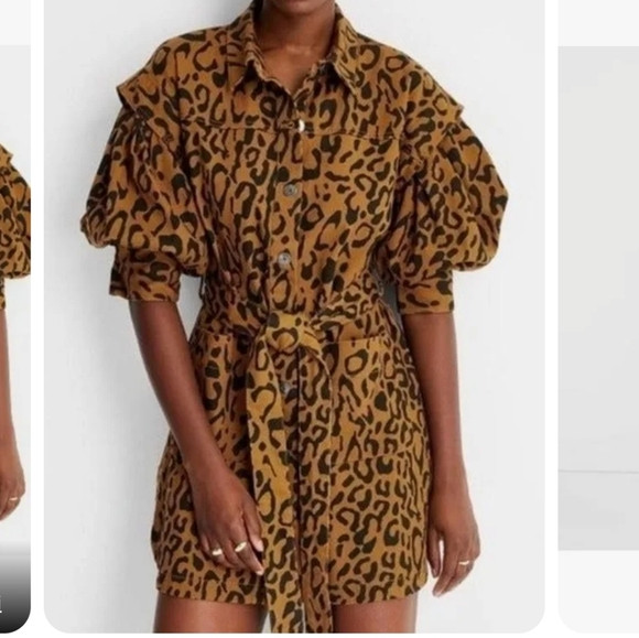 Future Collective Kahlana Barfield Brown Leopard Denim Button Down Dress | Poshmark