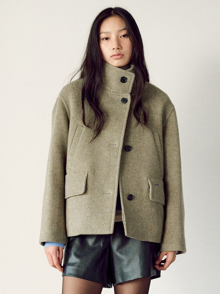 Signature Cocoon Short Coat - Green | W Concept (US)