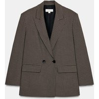 Zara - Oversize Double-Breasted Check Blazer - Brown / Ecru - L - Woman | Zara UK