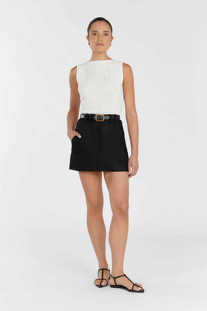 EVA BLACK LINEN SKORT | DISSH