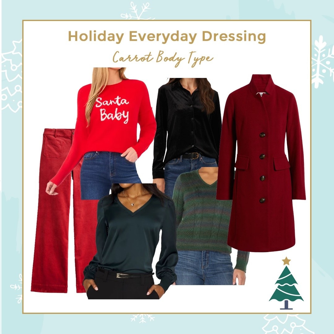 Holiday Everyday Dressing for Carrot body types 🎄❤️🎄
#carrotbodytype
#christmasoutfit


#LTKHoliday #LTKParties #LTKSeasonal