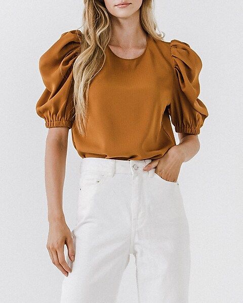 English Factory Pleated Puff Sleeve Top | Express