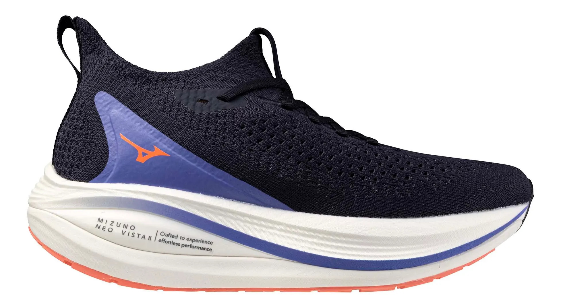 Women's Mizuno® Neo Vista 2 :: Get ready to feel swift, smooth, and unstoppable! Your updated Women's Mizuno Neo Vista 2 is the softest and most responsive shoe in the Mizuno lineup. Built for athletes who crave a plush, ultra-bouncy feel, the upgraded Mizuno Enerzy NXT foam gives you the perfect balance of lightness and energy return, while the fresh Mizuno Wave plate keeps you stable without sacrificing that cloud-like cushion. With a max stack height for extra rebound and a Smooth Speed Assist to reduce calf strain, the Neo Vista 2 is all about effortless, high-performance strides. - Blue / Striking Coral, Size: 8, Medium | Footwear - Road Runner Sports | Road Runner Sports