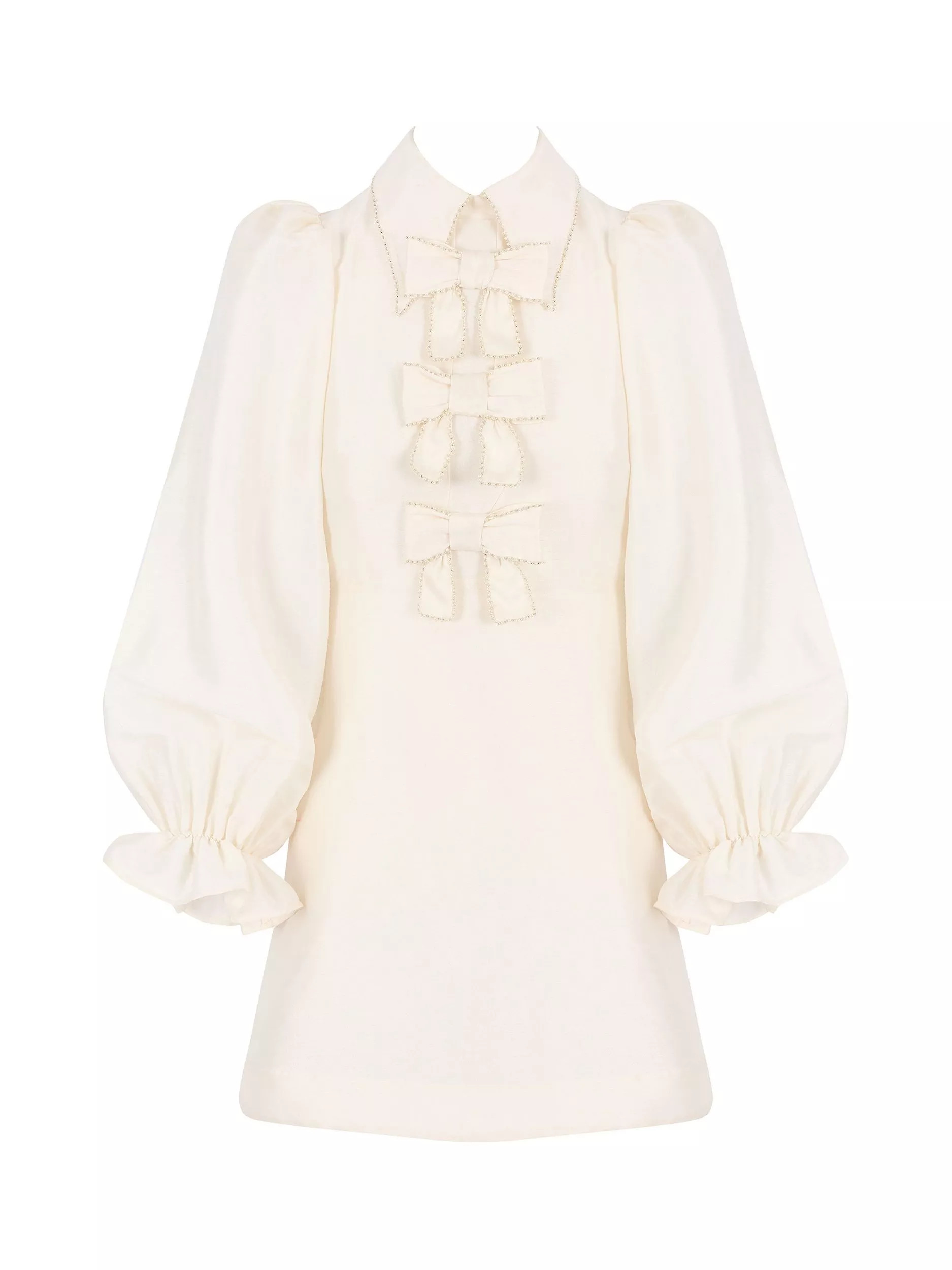 Queens of archive Coco Bows Mini Dress, Cream | John Lewis (UK)