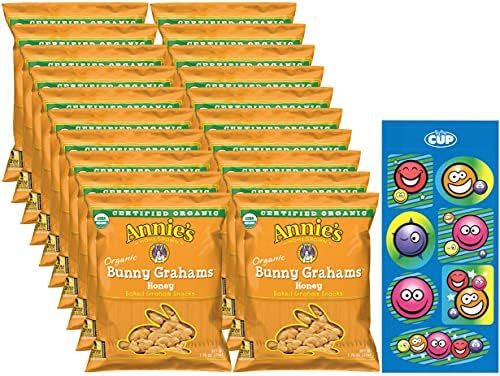 Annie's Organic Baked Graham Snacks Honey Bunny Grahams (Pack of 20) with By The Cup Stickers | Amazon (US)