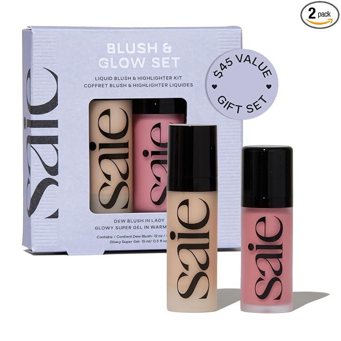 Saie Blush & Glow Gift Set - Dew Blush in Lady & Glowy Super Gel Liquid Highlighter & Makeup Prim... | Amazon (US)
