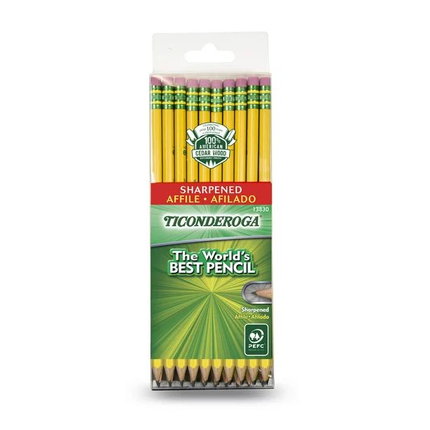 Ticonderoga Classic Yellow No 2 Pencils, Pre Sharpened, 30 Ct | Walmart (US)