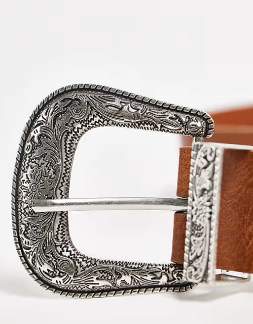 Stradivarius western belt in tan | ASOS (Global)