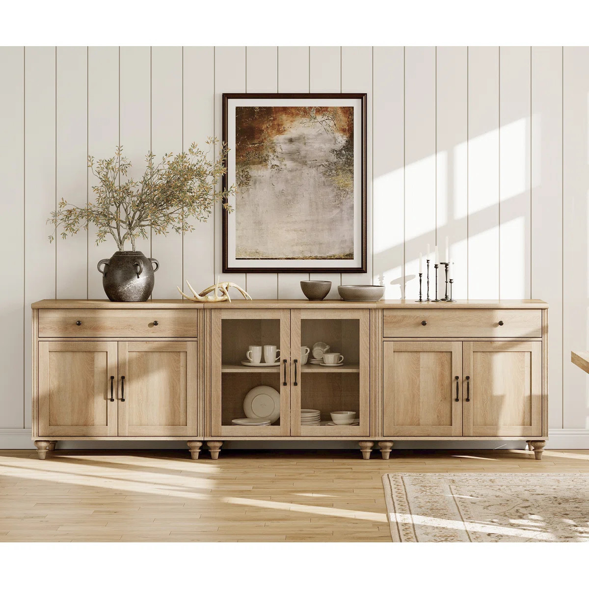 Scarlett Sideboard with 2 Drawers, 2 Glass Doors, and 4 Wood Doors | Wayfair North America