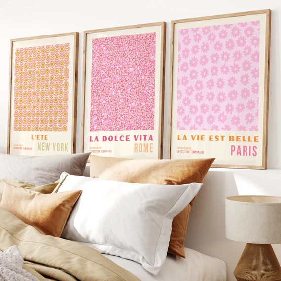 Pink Orange Flower Market Digital Download 70s Style Poster - Etsy | Etsy (US)