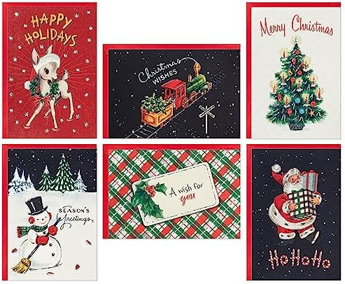 Hallmark Vintage Christmas Card Assortment (36 Cards and Envelopes) Retro Santa, Toy Trains, Snow... | Amazon (US)