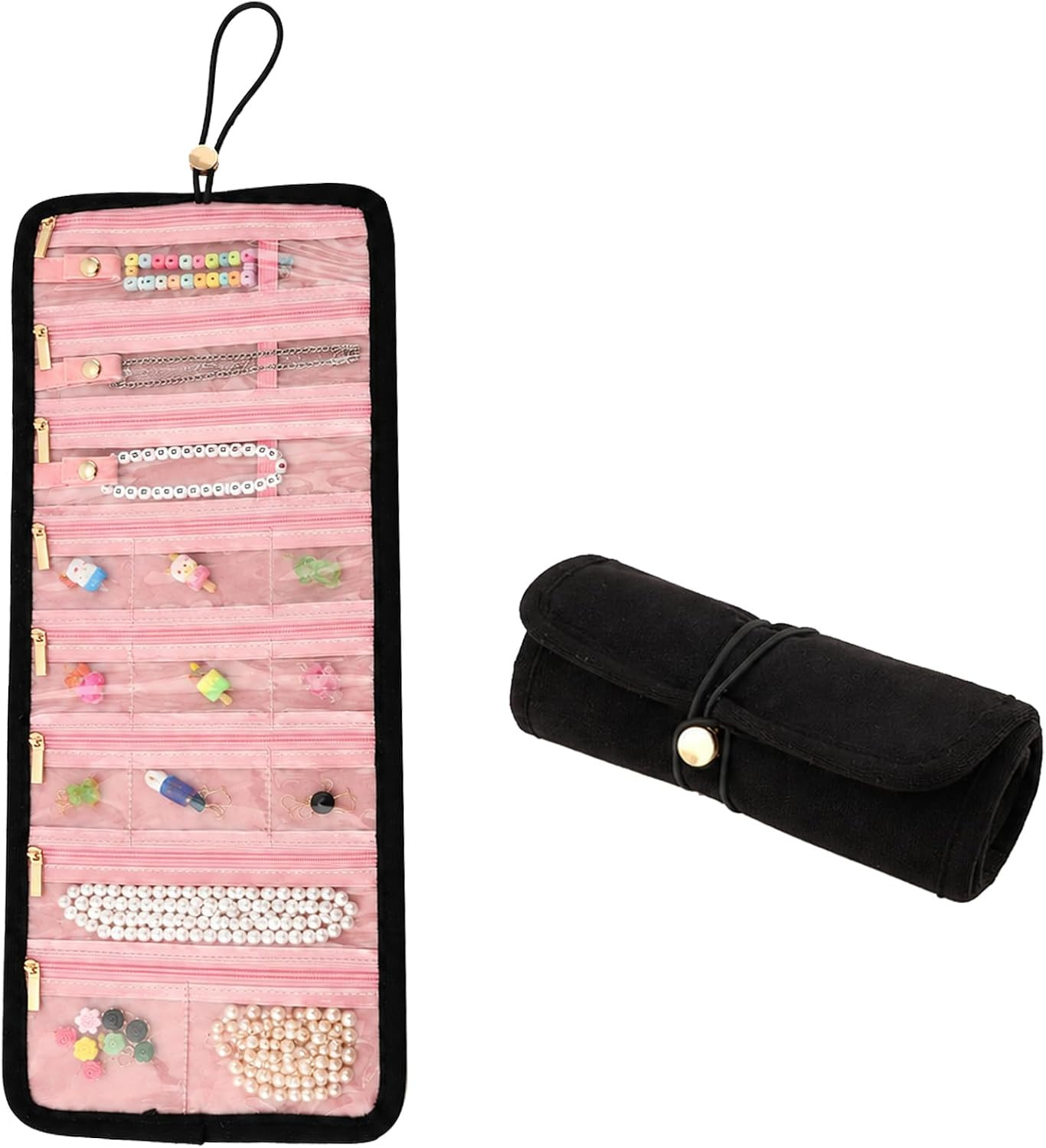 Hanging Jewelry Organizer, Travel Foldable Jewelry Roll Storage Case | Amazon (US)