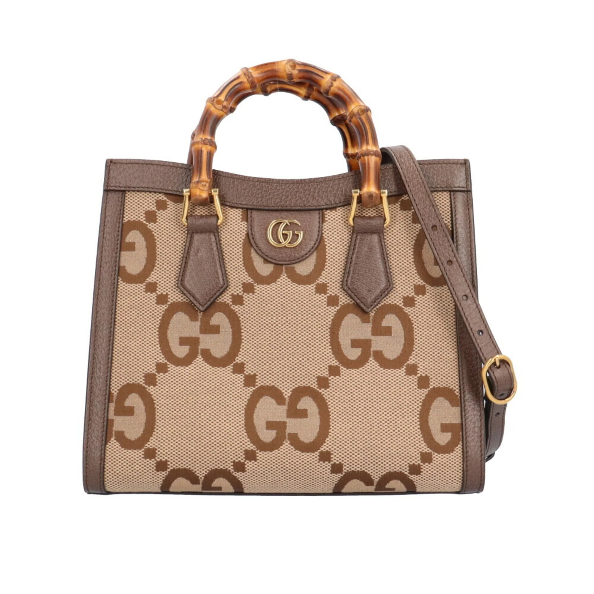 Pre-Owned Gucci Jumbo GG Bamboo Mini Tote Diana Shoulder Bag Leather 660195 493075 Brown Women's ... | Walmart (US)