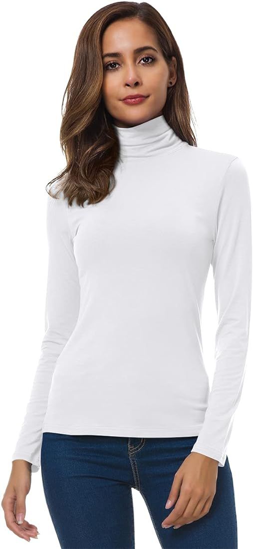 Womens Long Sleeve Turtleneck Lightweight Slim Active Shirts | Amazon (US)