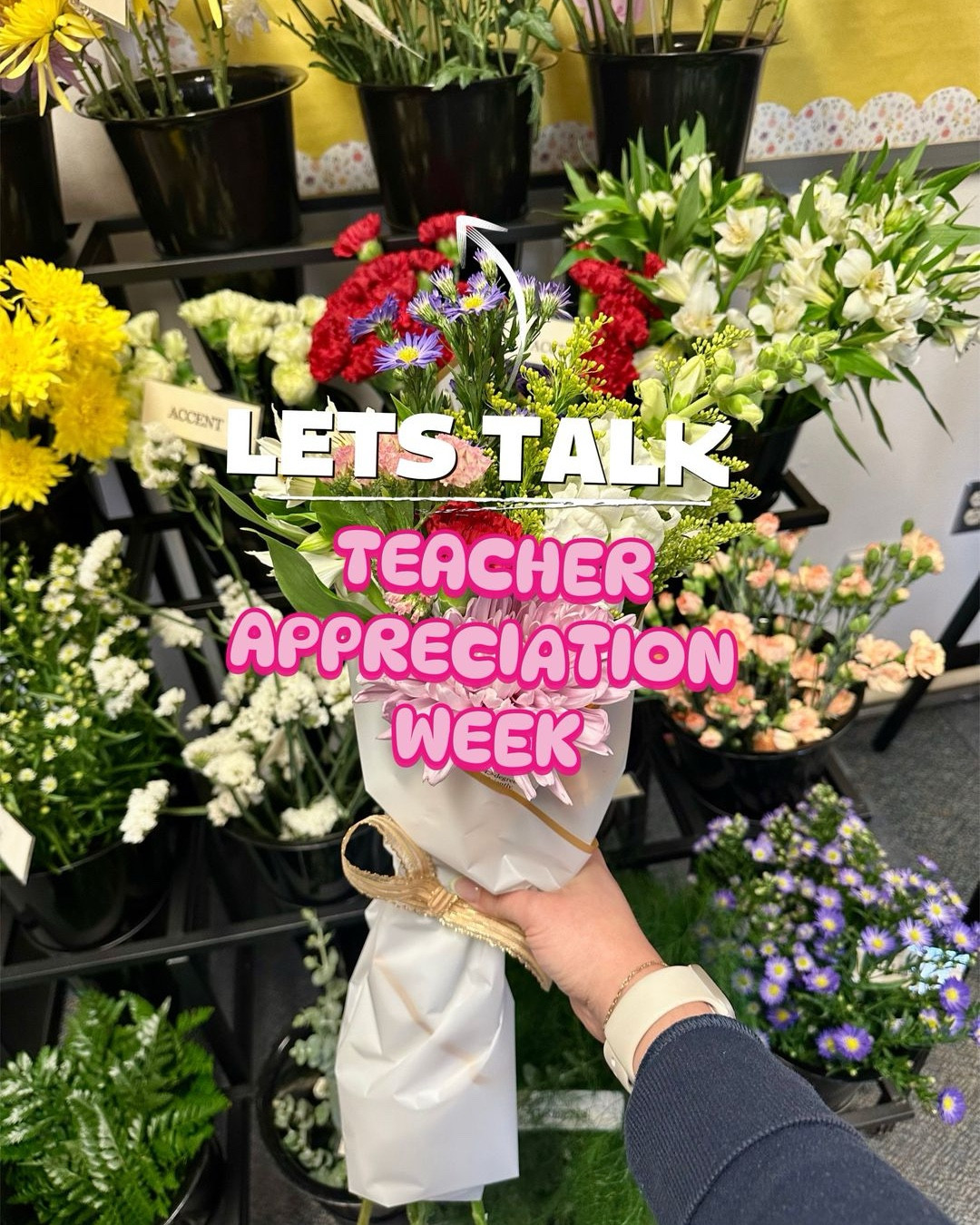 Fun fact about me: when I am not crafting, I work as a school based Speech Language Pathologist. This week is Teacher Appreciation Week and a build your own flower bouquet was traveling around the district for teachers to enjoy! For someone who owns her own flower bar rental, it was nice to be on the receiving end for the first time 
🤣🌻🌸

I absolutely LOVED this idea because it was different. If you have any other awesome ideas for teacher appreciation week (maybe you’re a teacher yourself and wanna share your requests), I’d love to hear it! 🫶🏻

#LTKdayinmylife